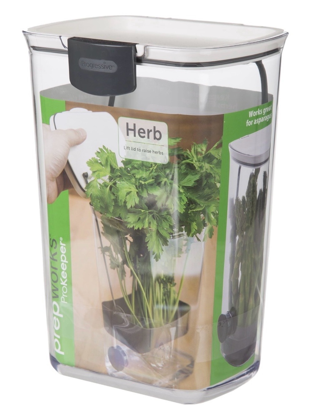 Progressive  Herb Keeper with White Lid - Fresh Herb Storage